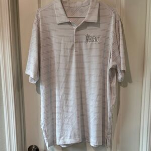 Arizona State University Men's Polo Shirt - White with Gray Stripes / A36